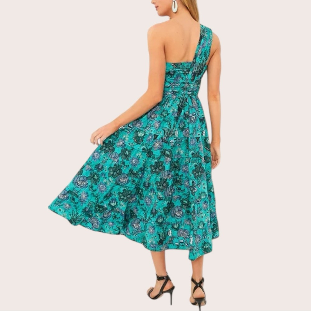 Ulla Johnson Ellie One‑Shoulder Midi Dress Jade - Picture 7 of 16